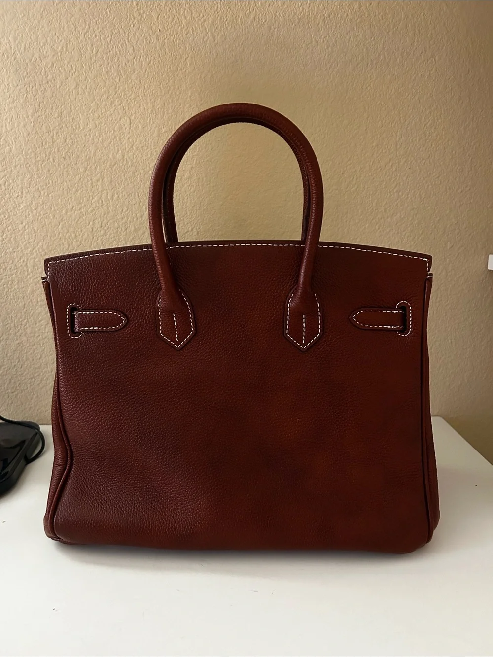 30cm Brown Saddle Leather Top-Handle Satchel